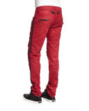 Red Racer Quilted-Knee Moto Jeans, Red