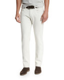 Five-Pocket Slim-Fit Pants, Dusty White
