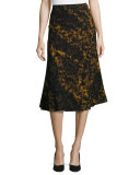 Johanna Leopard-Print A-line Skirt, Black Multi