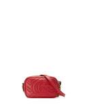 GG Marmont Mini Matelassé Camera Bag, Hibiscus Red