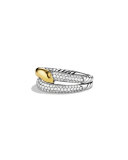 Labyrinth Single-Loop Ring with Diamonds and Gold