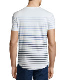 Gradient-Stripe Short-Sleeve T-Shirt, White/Blue