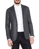 Basketweave Wool/Cashmere Jacket, Gray