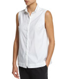 Sleeveless A-Line Blouse W/Monili Trim, White