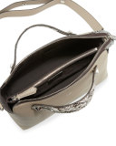 By the Way Small Leather & Snakeskin Satchel Bag, Light Gray