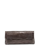 Gotham Crocodile Flap Clutch Bag, Anthracite