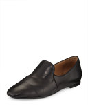 Alys Leather Slipper Flat, Black