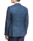 Birdseye Wool Two-Button Sport Coat, Bright Blue Teal