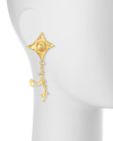 22K Gold Pointes & Dangling Figure Earrings