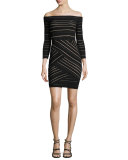 D'Arcy Off-the-Shoulder Sweaterdress, Black