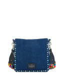 Rockstud Rolling Medium Flip-Lock Messenger Bag, Denim/Multi