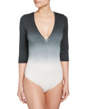 Rimini Ombre V-Neck Bodysuit, White/Black