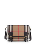 Girls' Check Canvas Satchel Bag, Black