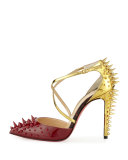 Goldocross Spike 100mm Red Sole Pump, Carmin