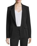 Crepe Single-Button Blazer, Black