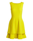 Sleeveless Layered-Hem Dress, Citron