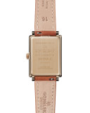 Shirley 32mm Leather Strap Watch, Bourbon/Golden