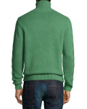 Cashmere Shawl-Collar Cable-Knit Pullover, Grass