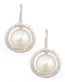 White South Sea Pearl & Diamond Halo Earrings, 1.15ct