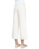 Silk-Cashmere Wide-Leg Pants, Ivory, Petite