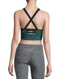 Lightweight Crossover Sports Bra, Black Arctic Teal