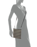Striped Monili Leather Crossbody Bag, Black/Silver