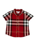 Fred Short-Sleeve Check Shirt, Parade Red, Size 6M-3