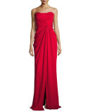 Silk Sweetheart Column Gown, Red