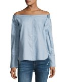 East Hampton Off-the-Shoulder Top, Blue