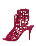 Delphine Suede Lace-Up Bootie, Winter Cherry