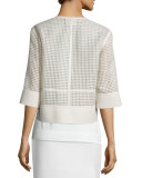 Angelica Zip-Front Grid Jacket 