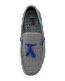 Rubber Tassel Loafer with Faux-Croc Trim, Gray