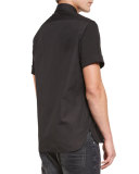 Tonal Thunderbolt Short-Sleeve Shirt, Black