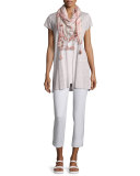 Cap-Sleeve Sheer Long Cardigan, Opal