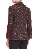 Open-Front Paillette & Lace Jacket, Marsala