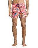 Large Paisley Swim Trunks, Red