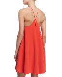 Halter-Neck Cascade-Back Dress, Flame