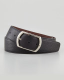 Reversible Pebbled Leather Belt, Black/Brown