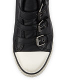 Gin Bis Buckled Leather Wedge Sneaker