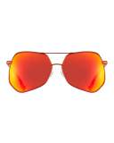 Megalast Geometric Aviator Sunglasses, Brown/Orange