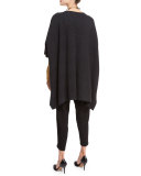 Reversible Felted Striped Wool Poncho, Charcoal/Black