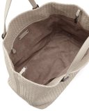 Large Woven A-Shape Tote Bag, Light Gray
