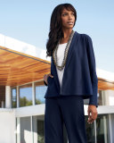 Washable-Crepe Straight-Leg Pants