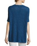 Ribbed V-Neck Boxy Slub Top