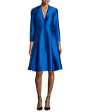3/4-Sleeve Midi Coat Dress