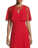 Silk Georgette Capelet, Paprika