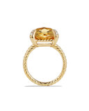 Châtelaine 18k Gold Citrine Ring w/ Diamonds, Size 8