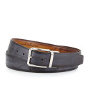 Reversible Scripto Leather Belt, Black/Brown