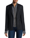 Scuba Jacket with Speckled Uptown Knit Dickey, Black