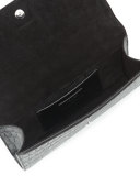 Monogram Croc-Stamped Clutch Bag, Black